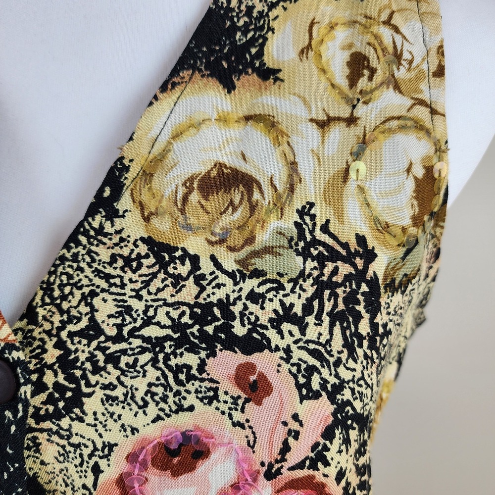 Vintage Floral Vest Womens Small Western Cottagecore Country Roses 90s Grannie - Picture 3 of 13